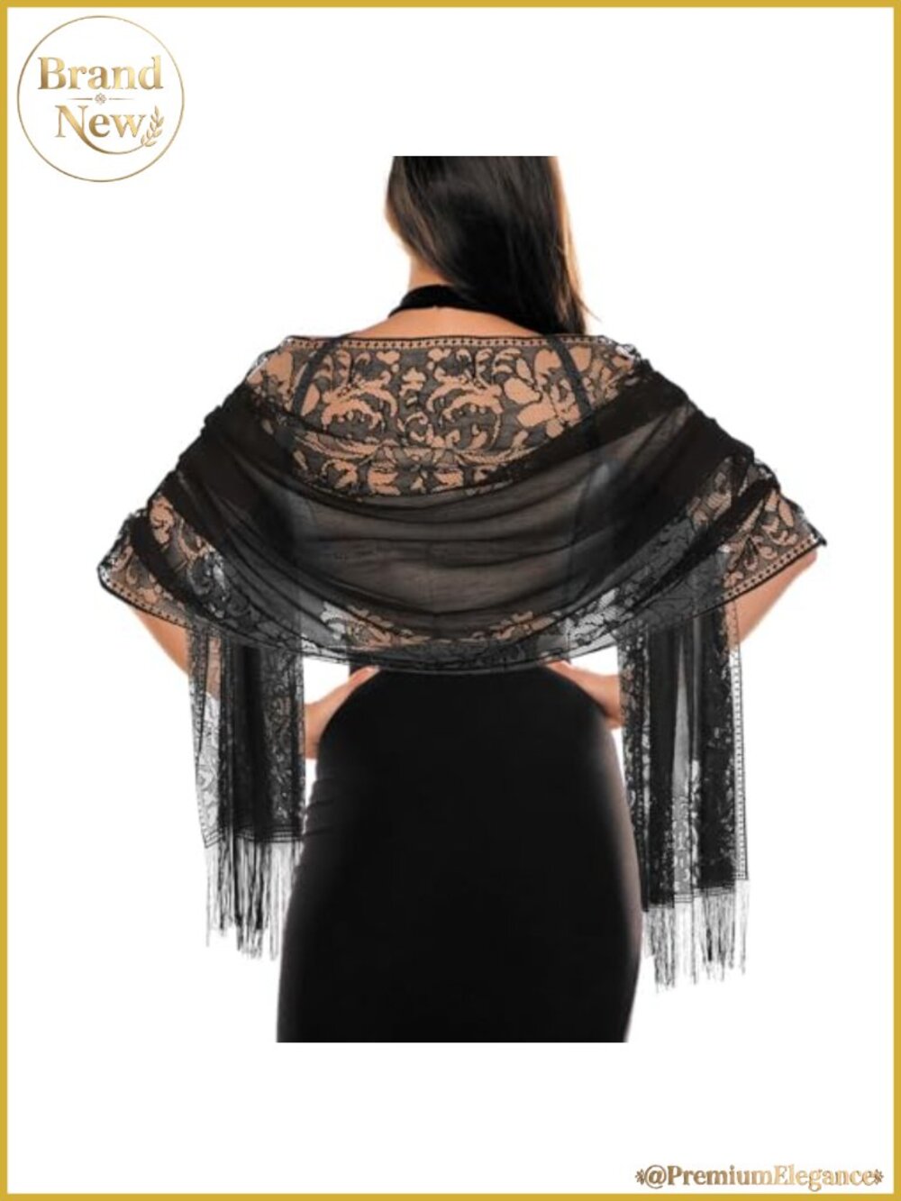 Floral Lace Shawl Wrap with Tassels Evening Dress Wedding Pashmina